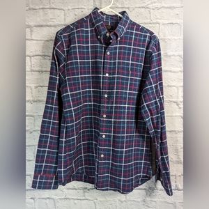 J.Crew Men's Plaid Oxford Button Down Shirt Size Medium Red White Navy Green